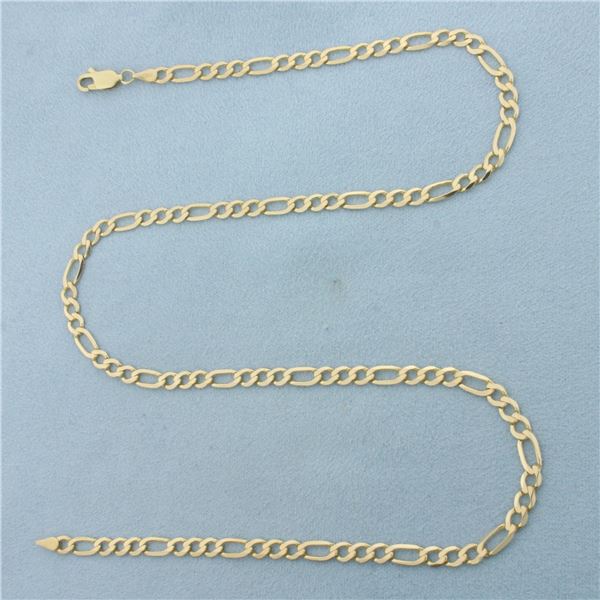 19 Inch Italian Figaro Chain Link Necklace in 14k Yellow Gold