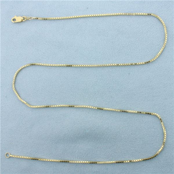 20 Inch Italian Box Link  Chain Necklace in 14k Yellow Gold