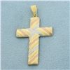 Image 1 : Tri-Color Cross Pendant in 10k Yellow, White, and Rose Gold