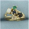 Image 1 : Multi Gemstone Abstract Ring in 14k Yellow Gold