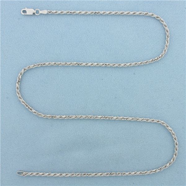 18 Inch Italian Rope Link Chain Necklace in 14k White Gold