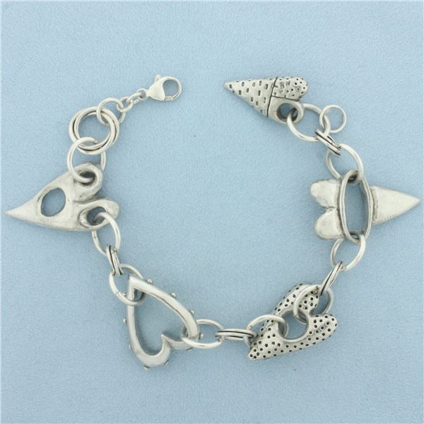 Abstract Heart Bracelet in Sterling Silver