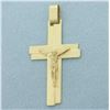 Image 1 : Modern Italian Crucifix Cross Pendant in 14k Yellow Gold