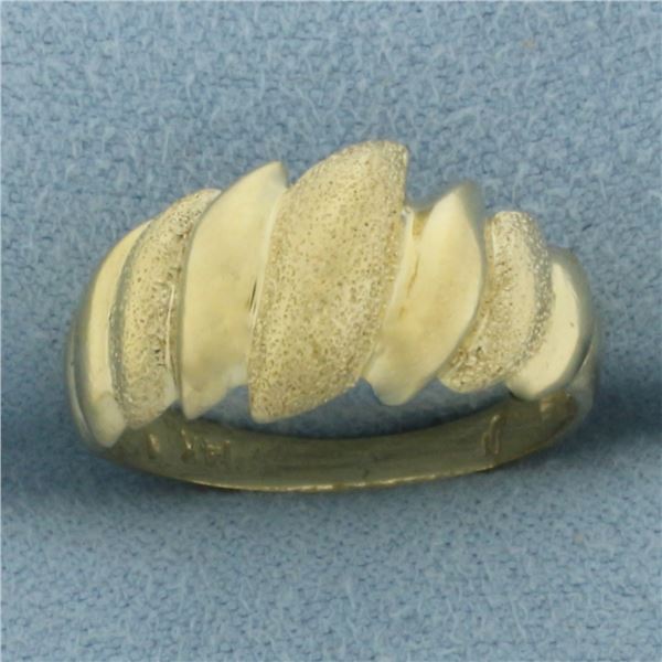 Sandblast Finish Dome Ring in 14k Yellow Gold