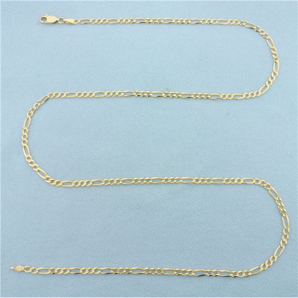 22 Inch Figaro Link Chain Necklace in 14k Yellow Gold