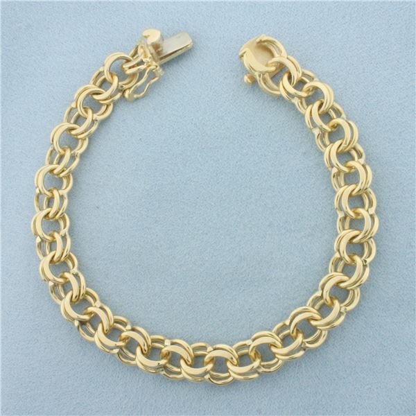 Double Loop Charm Bracelet in 14k Yellow Gold