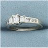 Image 2 : Emerald Diamond Engagement Wedding Ring in 14k White Gold