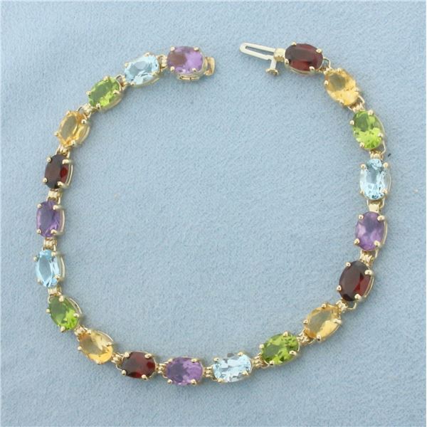 Rainbow Gemstone Tennis Bracelet in 14k Yellow Gold