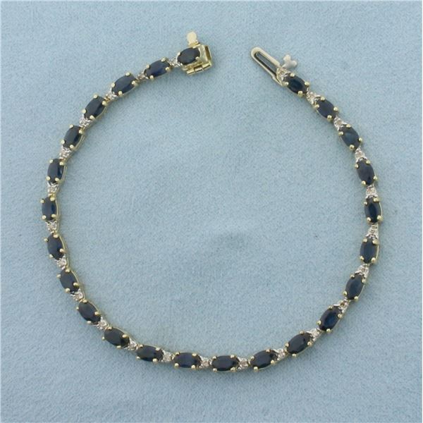 Sapphire and Diamond Tennis Bracelet in 14k Yellow Gold
