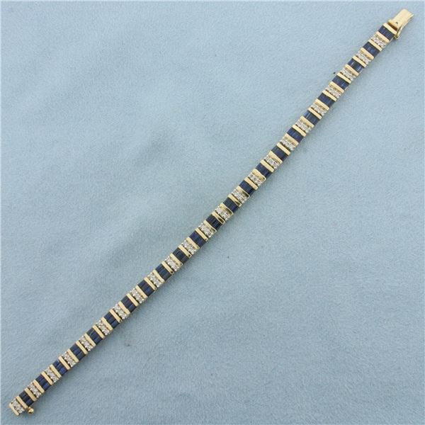 Sapphire and Diamond Bracelet in 14k Yellow Gold