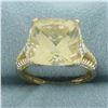 Image 1 : Yellow Tourmaline and Diamond Statement Ring in 14k Yellow Gold