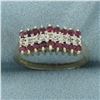 Image 1 : Ruby and Diamond Cathedral Ring in 10k Yellow Gold