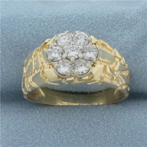 Men's Diamond Nugget Ring in 14k Yellow Gold