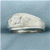 Image 2 : Mens 3 Stone Diamond Ring in 14K White Gold