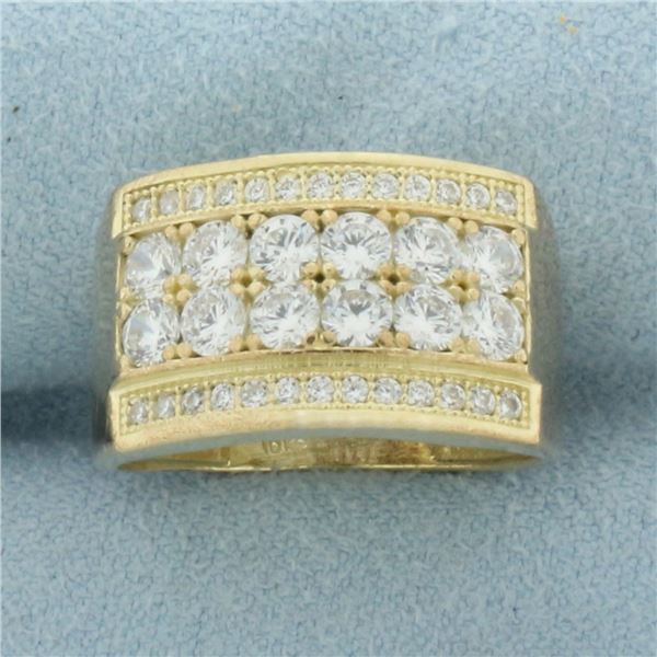 CZ Textured Finish Ring in 10K Yellow Gold