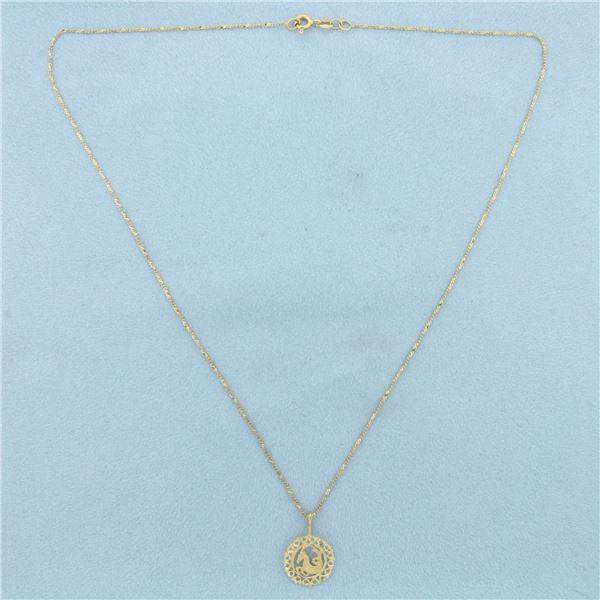 Capricorn Zodicac Necklace in 14k Yellow Gold