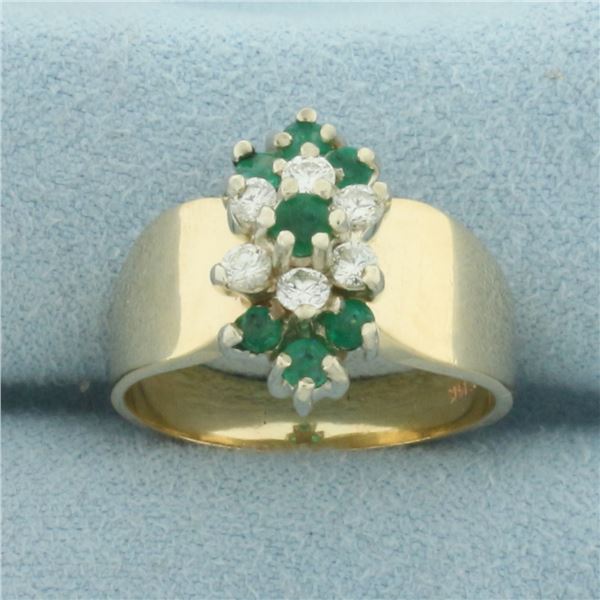 Emerald And Diamond Ring in 14K Yellow Gold