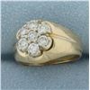 Image 2 : Diamond Target Flower Ring in 14k Yellow Gold