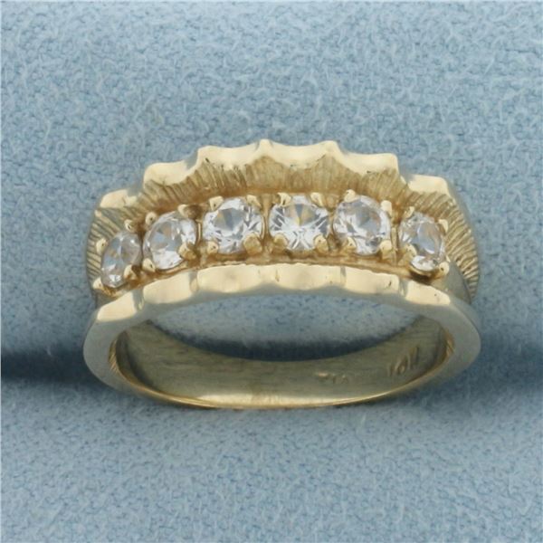 White Sapphire Band Ring in 10k Yellow Gold