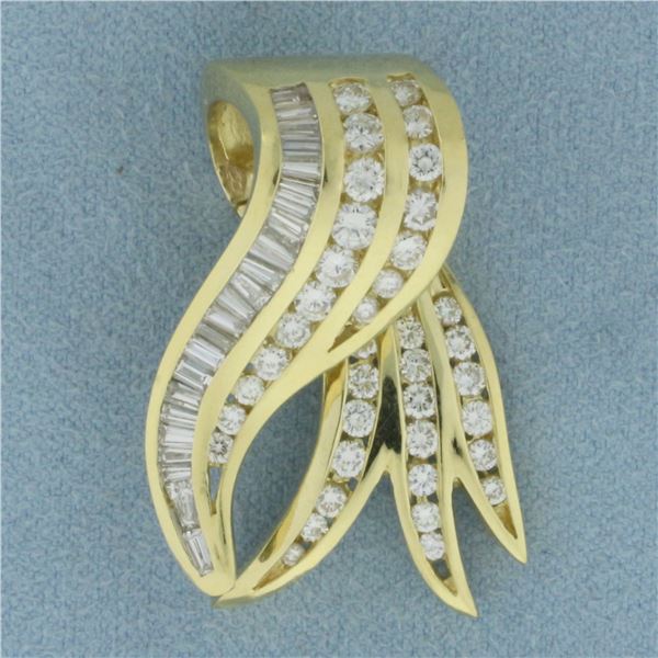 Baguette and Round Diamond Enhancer or Slide in 18k Yellow Gold