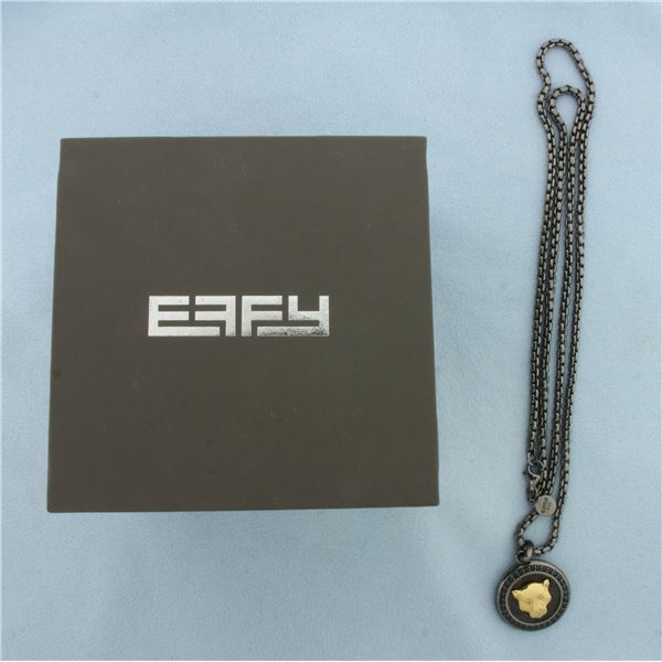 Effy Mens Two Tone Spinel Panther Necklace in Sterling Silver