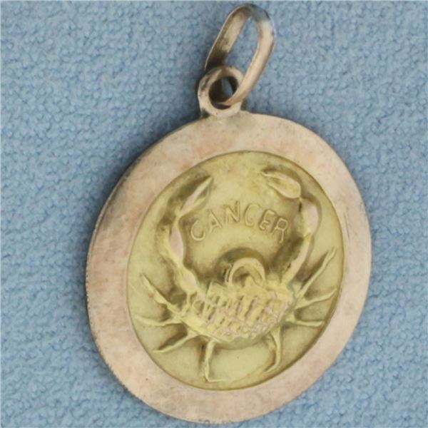Cancer Zodiac Charm in 10k Yellow and Rose Gold