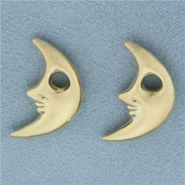 Puffy Crescent Moon Hoop Earring Enhancers in 14k Yellow Gold