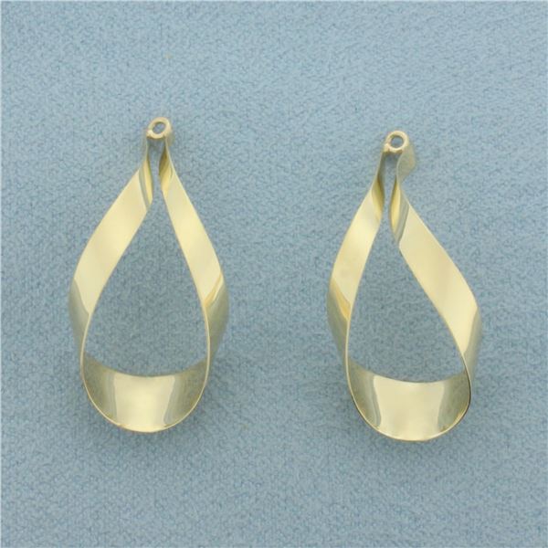 Twisting Ribbon Teardrop Stud Earring Enhancers in 14k Yellow Gold