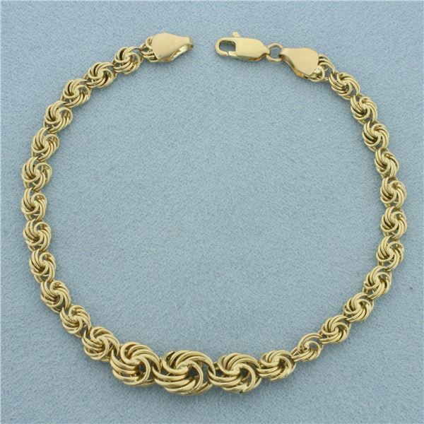 Italian Graduated Swirl Link Bracelet in 14k Yellow Gold