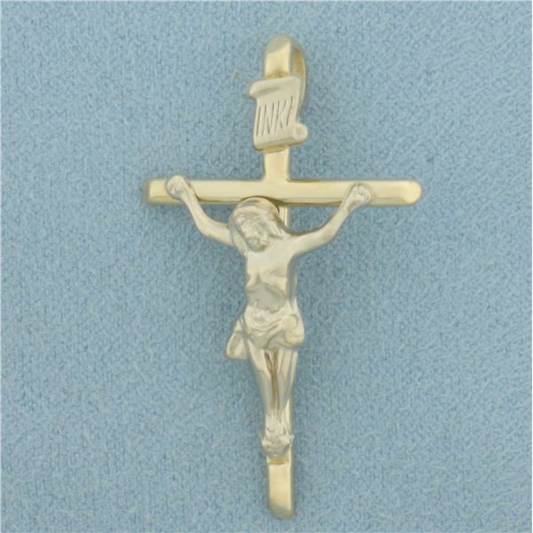 Crucifix Cross Pendant in 14k Yellow and White Gold