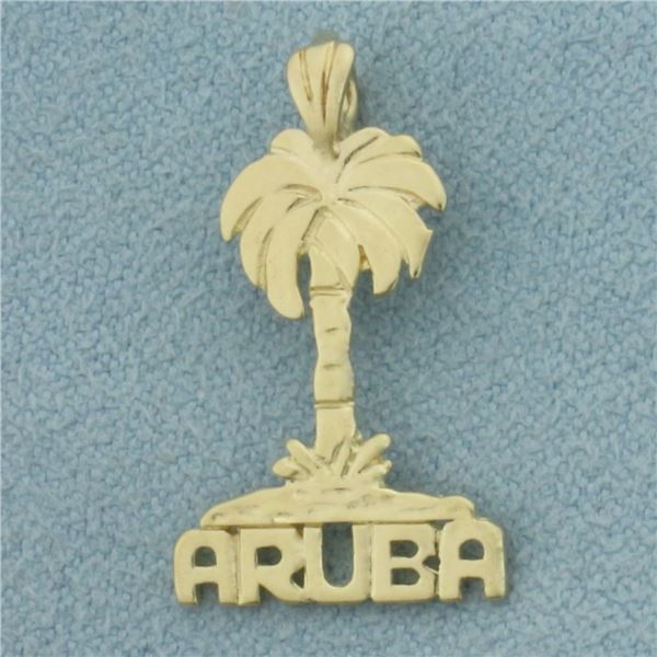 Aruba Palm Tree Pendant in 14k Yellow Gold