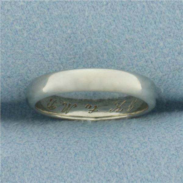 Antique High Polish Half Dome Band Ring in 18k White Gold