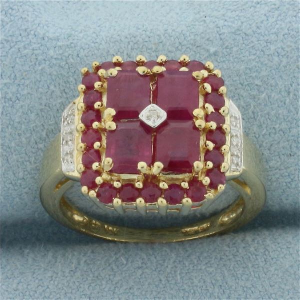 Ruby and Diamond Ring in 10k Yellow Gold