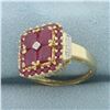 Image 2 : Ruby and Diamond Ring in 10k Yellow Gold