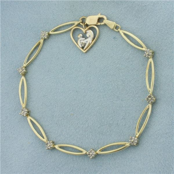 Mother and Child Diamond Bracelet in 10K Yellow Gold