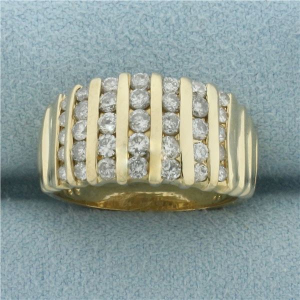 Channel Set Diamond Vertical Bar Ring in 14K Yellow Gold