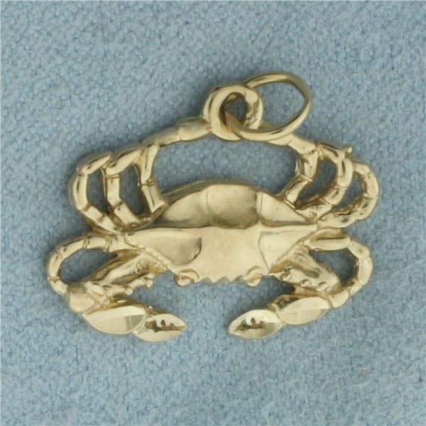 Crab Charm or Pendant in 14K Yellow Gold