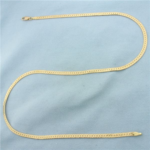 20 Inch Herringbone Link Chain Necklace in 14K Yellow Gold