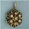 Image 1 : Antique Old European Cut Diamond and Enamel Pendant In 14K Yellow Gold