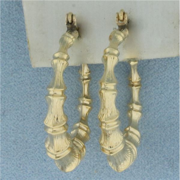 Bamboo Hoop Earrings in 14K Yellow Gold