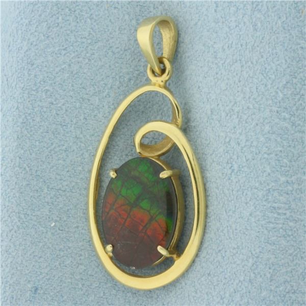 Ammolite Pendant in 18K Yellow Gold