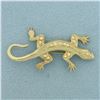 Image 1 : Gecko Lizard Brooch Pin in 14k Yellow Gold