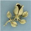 Image 1 : Rose Flower Brooch Pin in 14k Yellow Gold