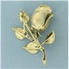 Image 2 : Rose Flower Brooch Pin in 14k Yellow Gold