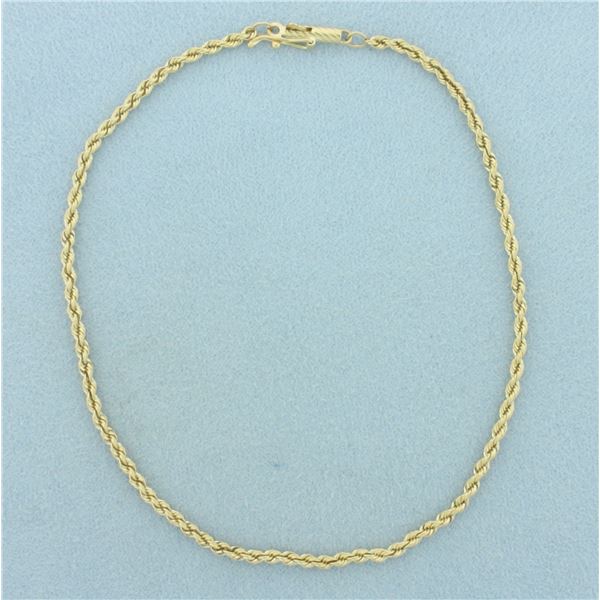 Rope Link Anklet in 14 Yellow Gold