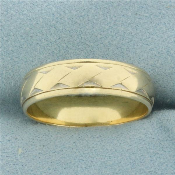 Mens Wave Design Wedding Band Ring in 14k Yellow Gold