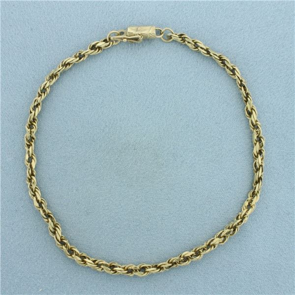 Rope Link Anklet in 14k Yellow Gold