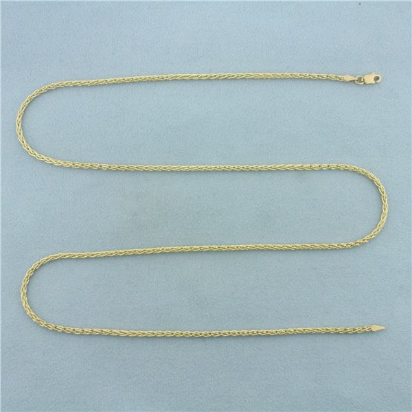 24 inch Wheat Link Chain Necklace in 14k Yellow Gold