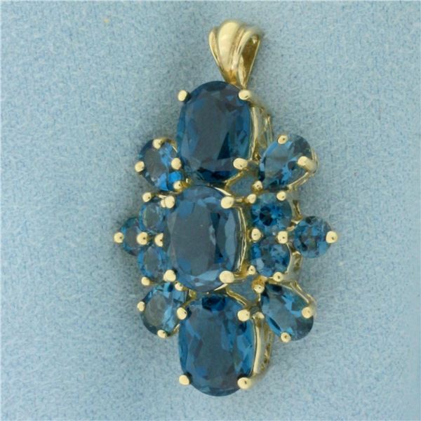 London Blue Topaz Pendant in 10K Yellow Gold