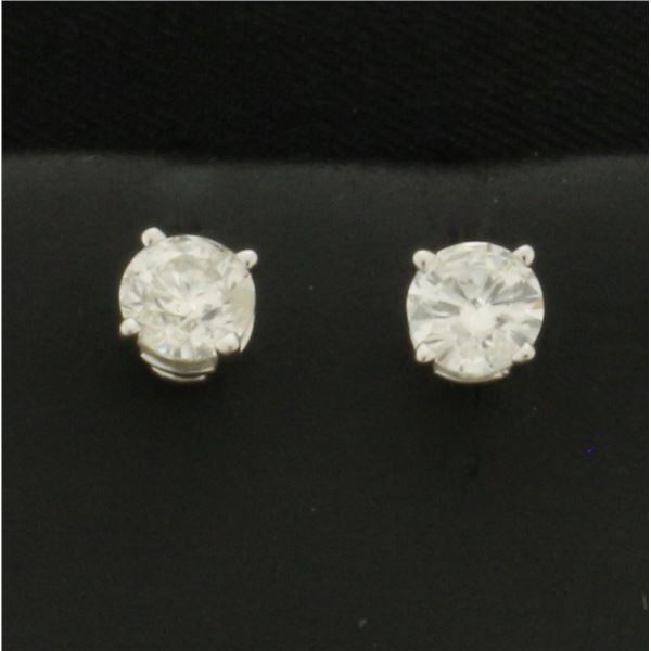 Diamond Stud Screw Back Earrings in 14K White Gold